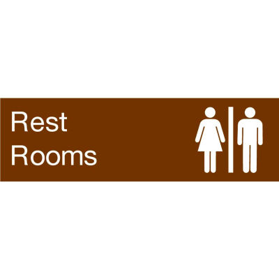 Engraved Sign - Rest Rooms - Brown