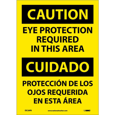 Bilingual Vinyl Sign - Caution Eye Protection Required In This Area