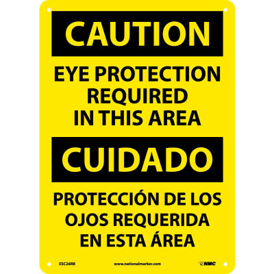 Bilingual Plastic Sign - Caution Eye Protection Required In This Area