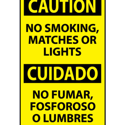 Bilingual Machine Labels - Caution No Smoking, Matches Or Lights