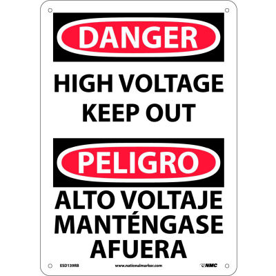 Bilingual Plastic Sign - Danger High Voltage Keep Out