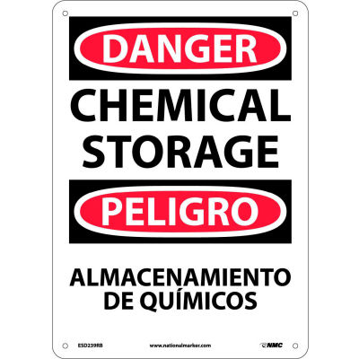 Bilingual Plastic Sign - Danger Chemical Storage