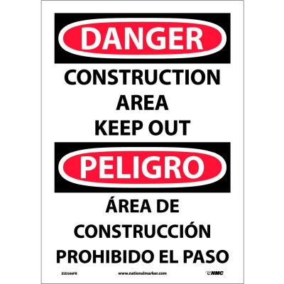Bilingual Vinyl Sign - Danger Construction Area Keep Out
