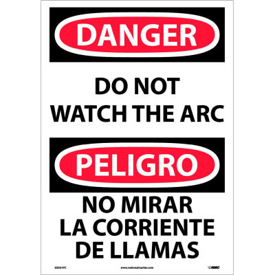 Bilingual Vinyl Sign - Danger Do Not Watch The Arch