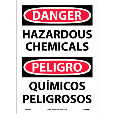 Bilingual Vinyl Sign - Danger Hazardous Chemicals