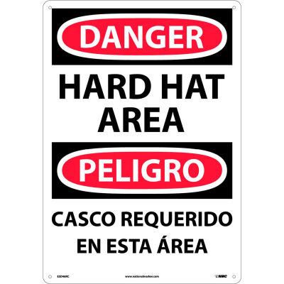 Bilingual Plastic Sign - Danger Hard Hat Area