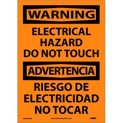 Bilingual Vinyl Sign - Warning Electrical Hazard Do Not Touch