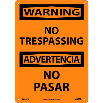 Bilingual Aluminum Sign - Warning No Trespassing