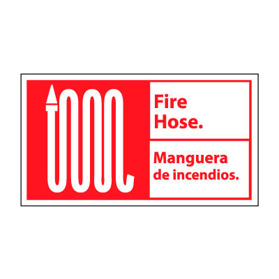 Bilingual Fire Sign - Fire Hose Manguera De Incendios - Plastic