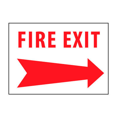 Fire Safety Sign - Fire Exit with Right Arrow - Vinyl