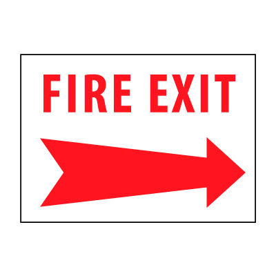 Fire Safety Sign - Fire Exit with Right Arrow - Plastic