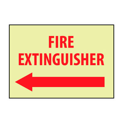Glow Sign Vinyl - Fire Extinguisher Left Arrow