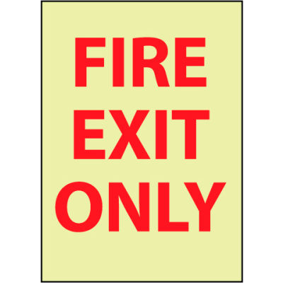 Glow Sign Rigid Plastic - Fire Exit Only