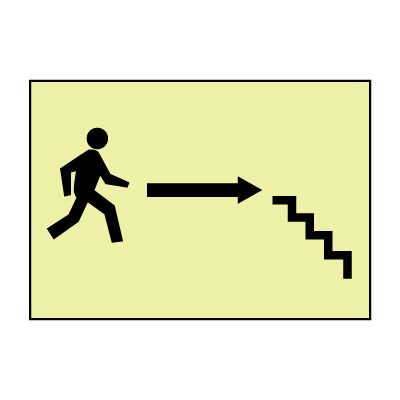 Glow Sign Rigid Plastic - Stairs Right Arrow Man