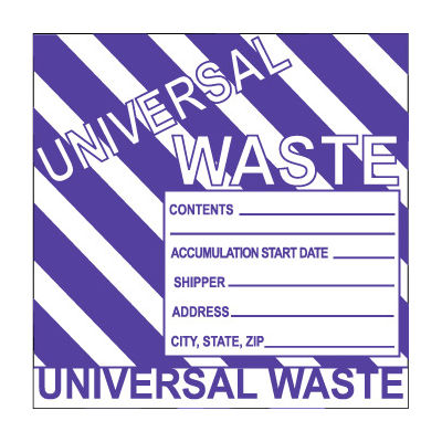 hazardous waste paper labels universal waste striped b66221