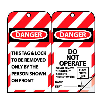Jumbo Self-Laminating Lockout Tags - Danger Do Not Operate