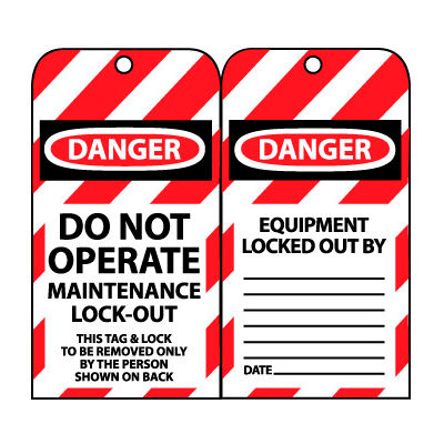 Lockout Tags - Do Not Operate Maintenance Lock-Out