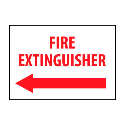 Fire Safety Sign - Fire Extinguisher with Left Arrow - Plastic