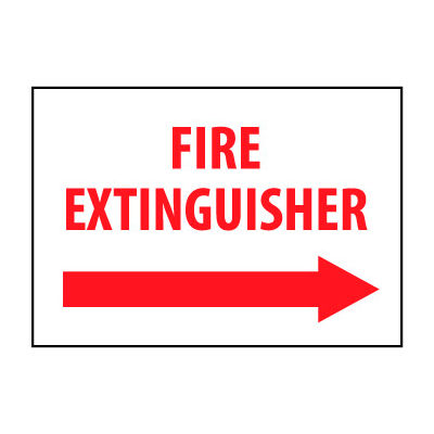 Fire Safety Sign - Fire Extinguisher with Right Arrow - Vinyl