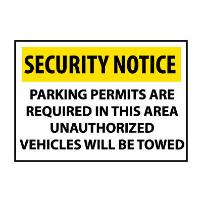 Security Notice Aluminum - Parking Permits Are Required In This Area