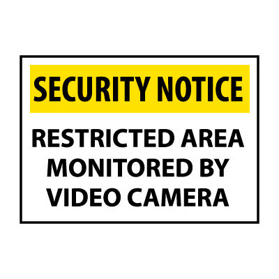 Security Notice Plastic - Restricted Area Monitored By Video Camera