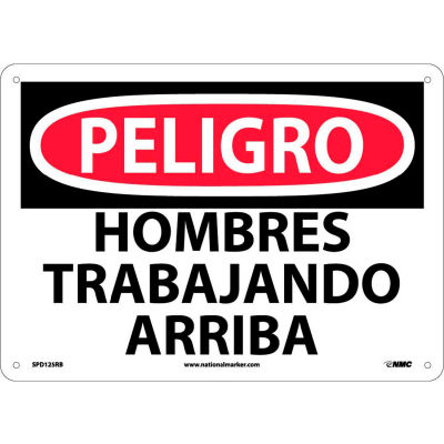 Spanish Plastic Sign - Peligro Hombres Trabajando Arriba