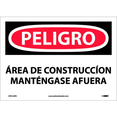 Spanish Vinyl Sign - Peligro Area De Construccion Mantengase Afuera