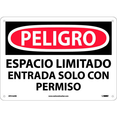 Spanish Plastic Sign - Peligro Espacio Limitado Entrada Solo Con Permiso