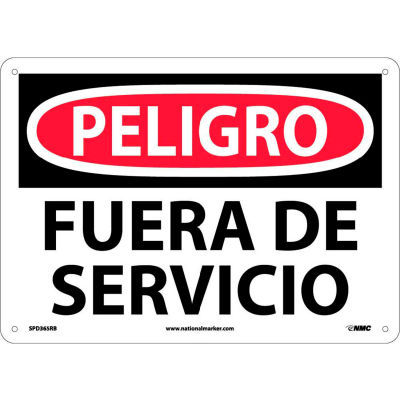 Spanish Plastic Sign - Peligro Fuera De Servicio