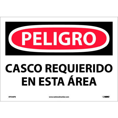 Spanish Vinyl Sign - Peligro Casco Requerido En Esta Area