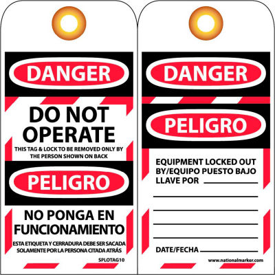 Bilingual Lockout Tags - Do Not Operate - Bloqueado No Ponga En Funcionamiento