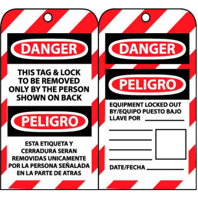 Bilingual Lockout Tags - This Tag & Lock To Be Removed Only By The Person Shown