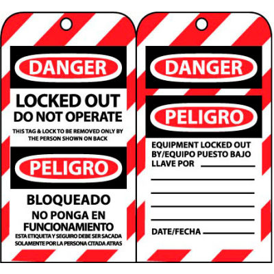 Bilingual Lockout Tags - Locked Out Do Not Operate