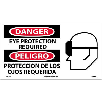 Bilingual Vinyl Sign - Danger Eye Protection Required In This Area