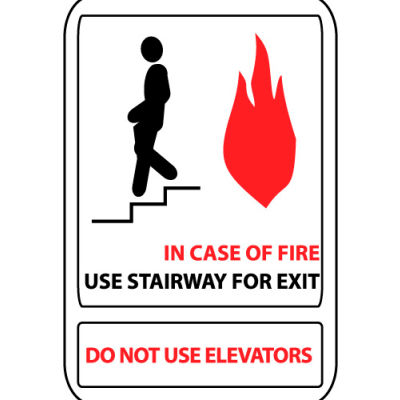 Pan-A-Vue Sign - In Case Of Fire Use Stairway For Exit Do Not Use Elevators