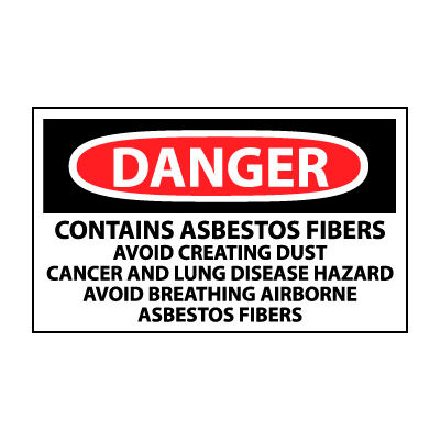 Roll of 500 Hazard Warning Vinyl Labels - Danger Contains Asbestos Fibers