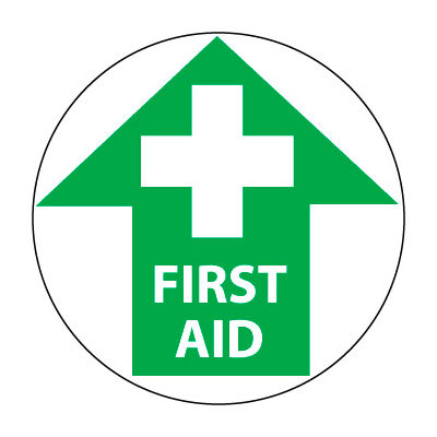 Walk On Floor Sign - First Aid