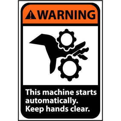 Warning Sign 14x10 Rigid Plastic - Machine Starts Automatically