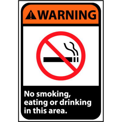 Warning Sign 14x10 Vinyl - No Smoking, Eating Or Drinking