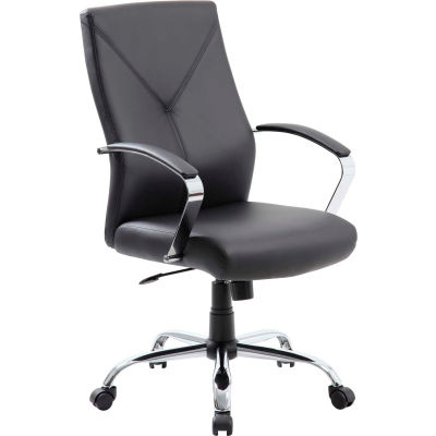 Boss Executive Chair with Arms - Leather - Mid Back - Black