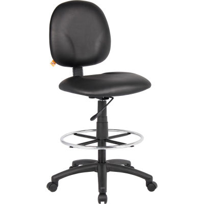 Interion® Drafting Stool with Footring - Vinyl - Black