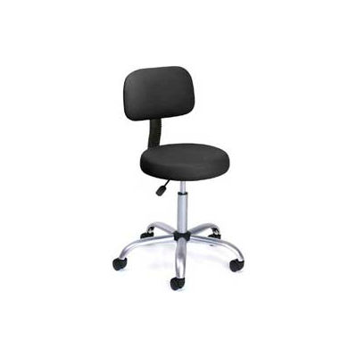 Boss Medical Stool with Backrest - Vinyl - Black