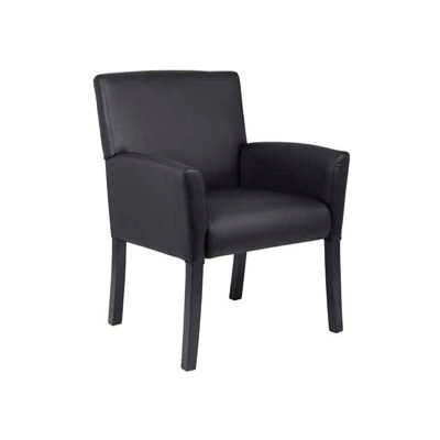 Boss Reception Guest Chair with Arms - Vinyl - Black