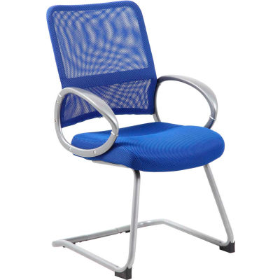 Boss Mesh Back Guest Chair with Arms - Fabric - Mid Back - Blue