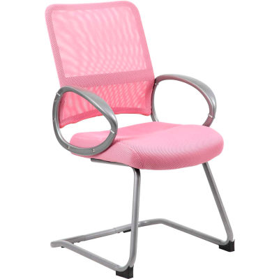 Boss Mesh Back Guest Chair with Arms - Fabric - Mid Back - Pink