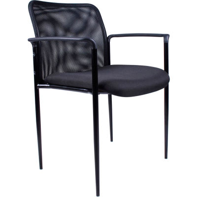 Boss Reception Guest Chair with Arms - Mesh- Black