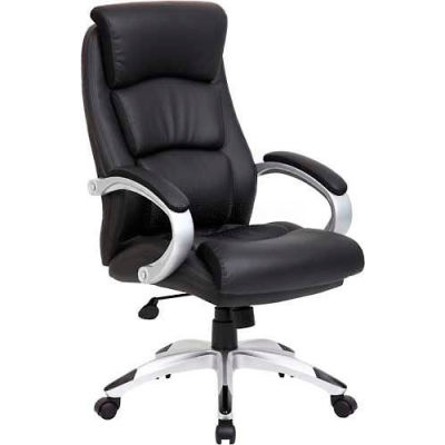 Boss Executive Office Chair with Arms - Leather - High Back - Black