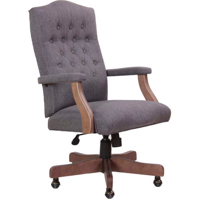 Boss Classic Slate Gray Linen Chair w/ Driftwood Finish