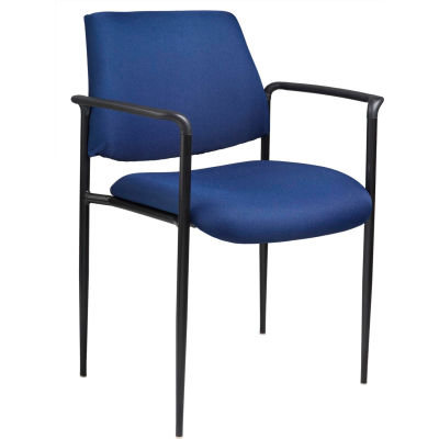 Boss Stacking Guest Chair with Arms - Fabric - Mid Back - Blue