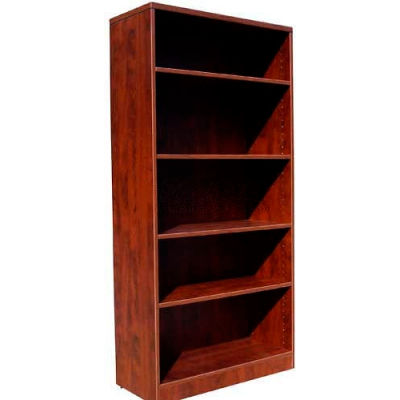 Boss 5-Shelf Bookcase, 31"W x 14"D x 65-1/2"H, Mahogany